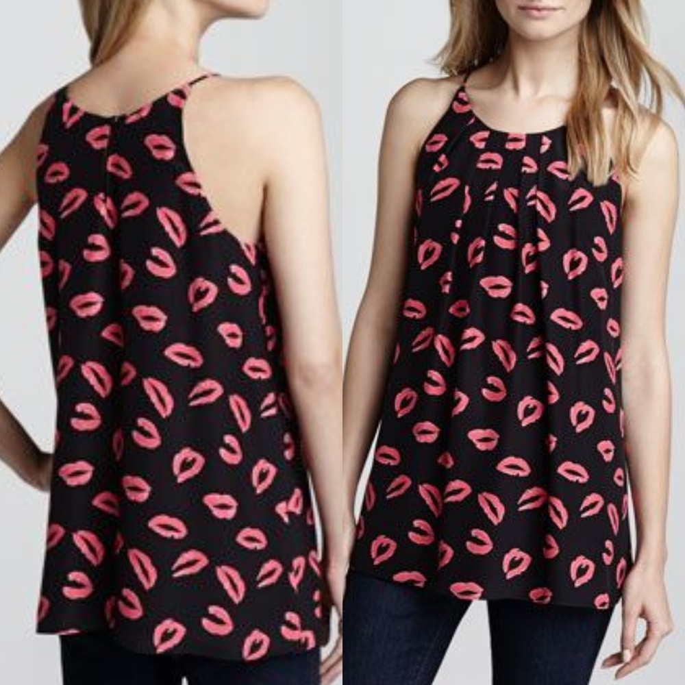 ❤️Milly Black and Pink Lip Print Top☆